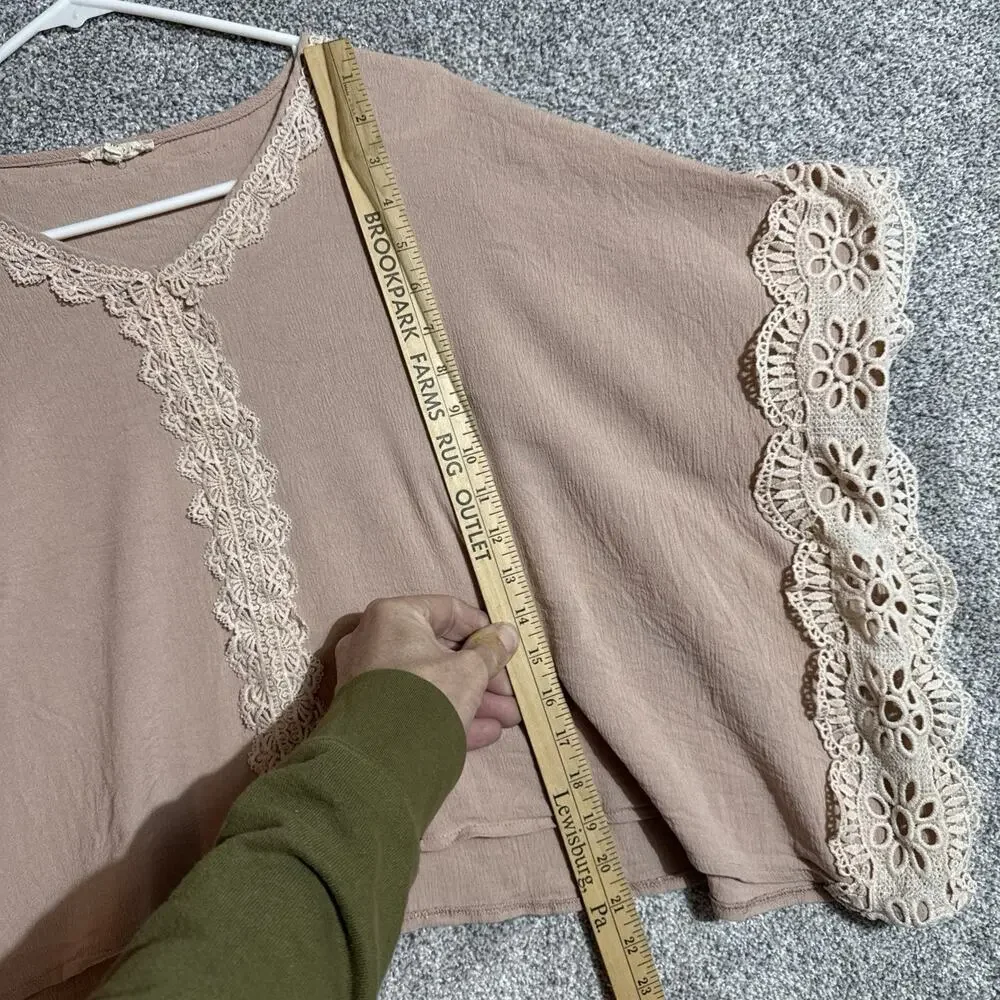 Crochet Trim Top Womens Medium Boho Cottagecore Feminine Boxy Ethereal Artisanal